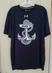 Under armour- heat gear mens navy/nautical T-shirt, size LG, color dark blue