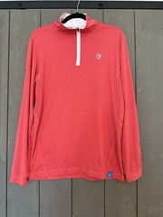 White Water Mens Performance 1/4 Zip Shirt Red Pullover Long Sleeve Fishing, L