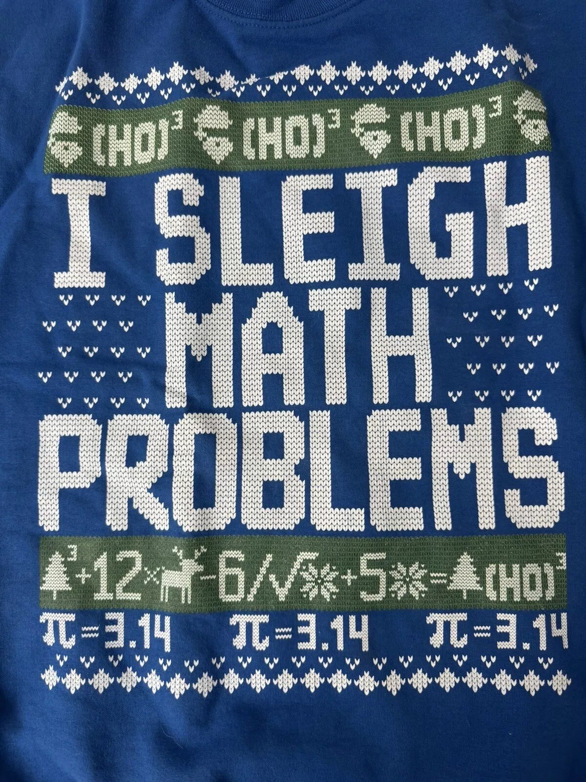 Men's Sweatshirt Large Royal Blue Christmas I Sleigh Math Problems Teacher NEW gallery