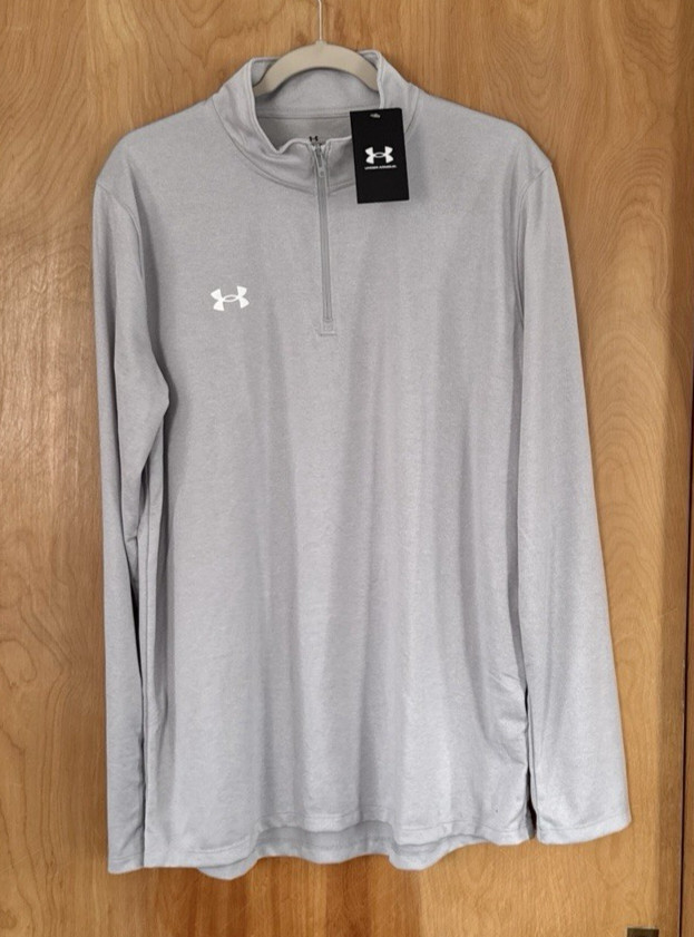 Under Armour Men's Team Tech Long Sleeve 1/4 Zip Jacket Light Grey Size L NWT gallery