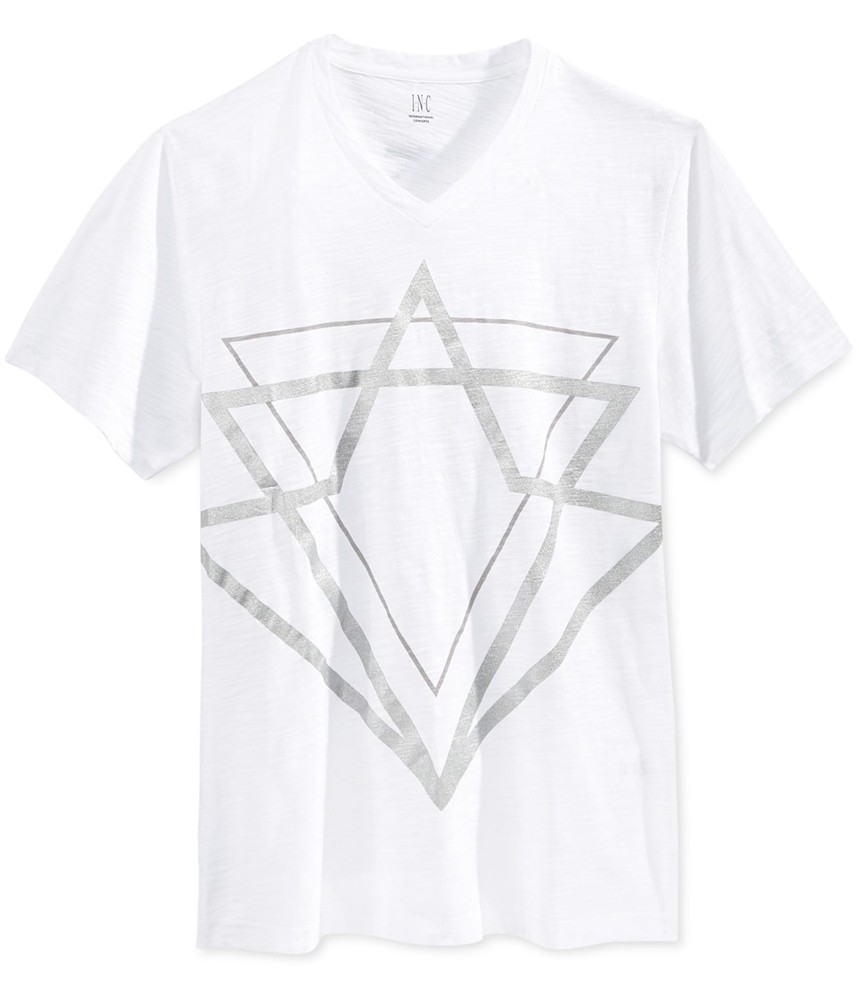 I.N.C Mens Mirror Graphic T-Shirt, White, Large gallery