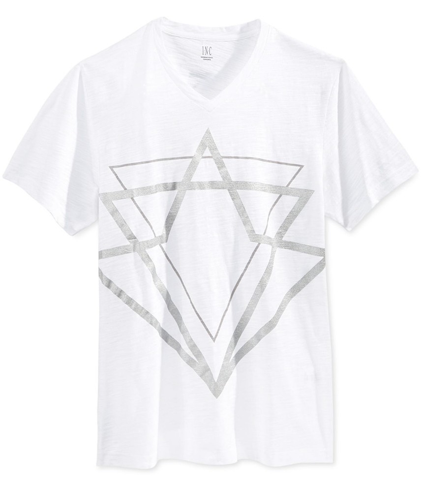 I.N.C Mens Mirror Graphic T-Shirt, White, Large