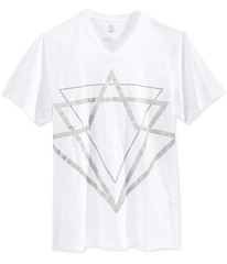 I.N.C Mens Mirror Graphic T-Shirt, White, Large