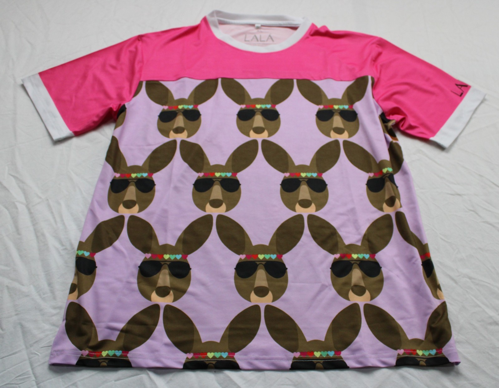 Lalá Sportswear Men's Kangaroo Short Sleeve Crew Neck T-Shirt JK5 Pink Size XL gallery