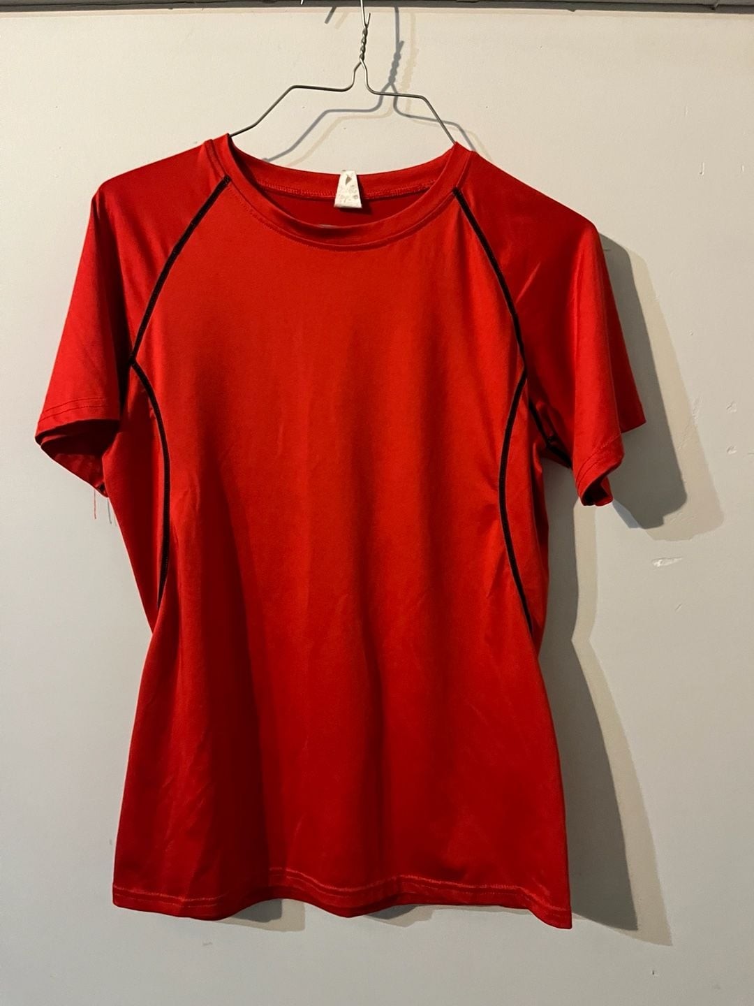 009-0045 Red Short Sleeve Athletic Compression Sports T-Shirt with Black Contras gallery
