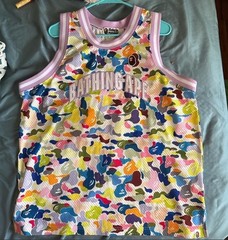 A Bathing Ape Bape Multicolor Camouflage Basketball Jersey Tank Top Men’s Size L