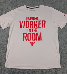 Under Armour Project Rock T-Shirt Mens Size XXL “Hardest Worker In The Room” Tee