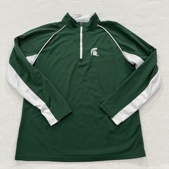 Michigan State Spartans Green Quarter Zip Athletic Pullover Top Mens XL
