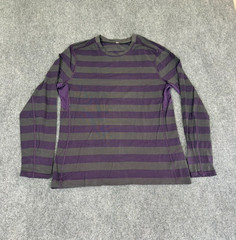 Gray Purple Striped Lululemon Long Sleeve Shirt Men’s Thumbholes Size Large