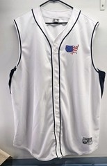 3XL Holloway White/Navy Baseball jersey With Left Baseball USA FLAG Chest Logo