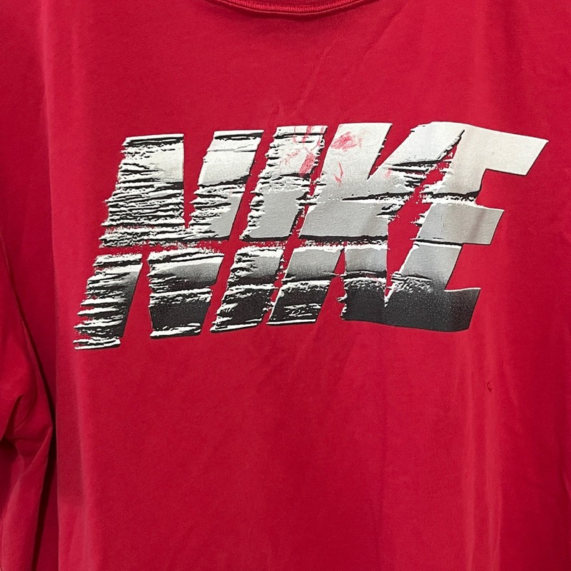 Nike Dri-Fit Red T-Shirt with White and Black Logo (Large) Some wear on logo gallery