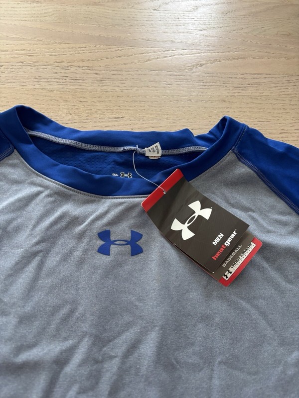 NEW Under Armour Baseball Diamond Series L/S Training Top Medium Gray/Blue 3XL gallery