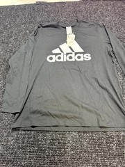 Adidas Shirt Mens XL Black Cotton Badge Of Sport Graphic Logo Running Workout