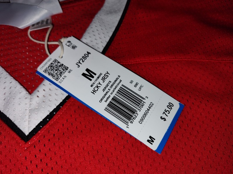 NEW Adidas Originals Men's Mesh Hockey Jersey Red Black White Medium M JY2804 gallery