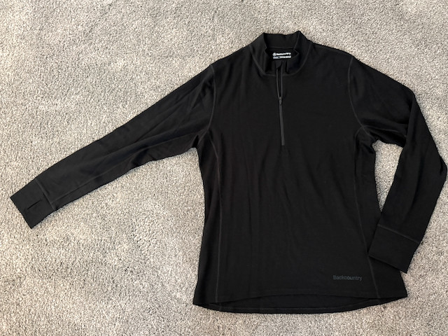 Backcountry Men’s Base Layer Black 1/2 Zip Size XL Long Sleeve Merino Wool NWOT