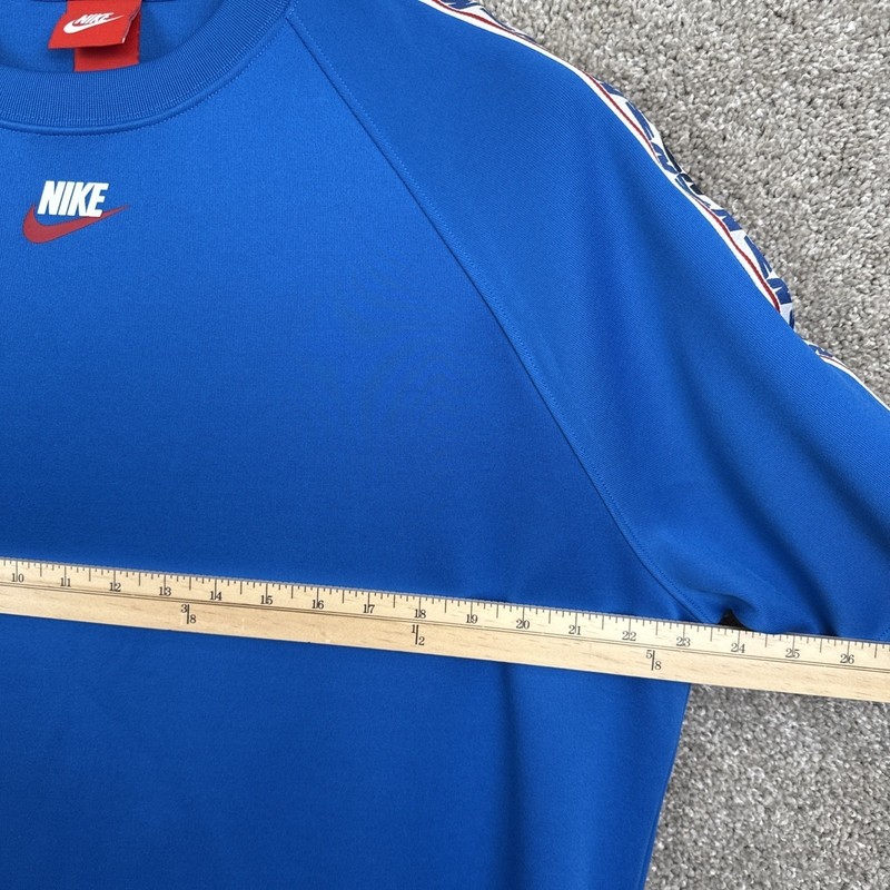 Nike Mens Large Sportswear Logo Tape T-Shirt Royal Blue Raglan Tee gallery