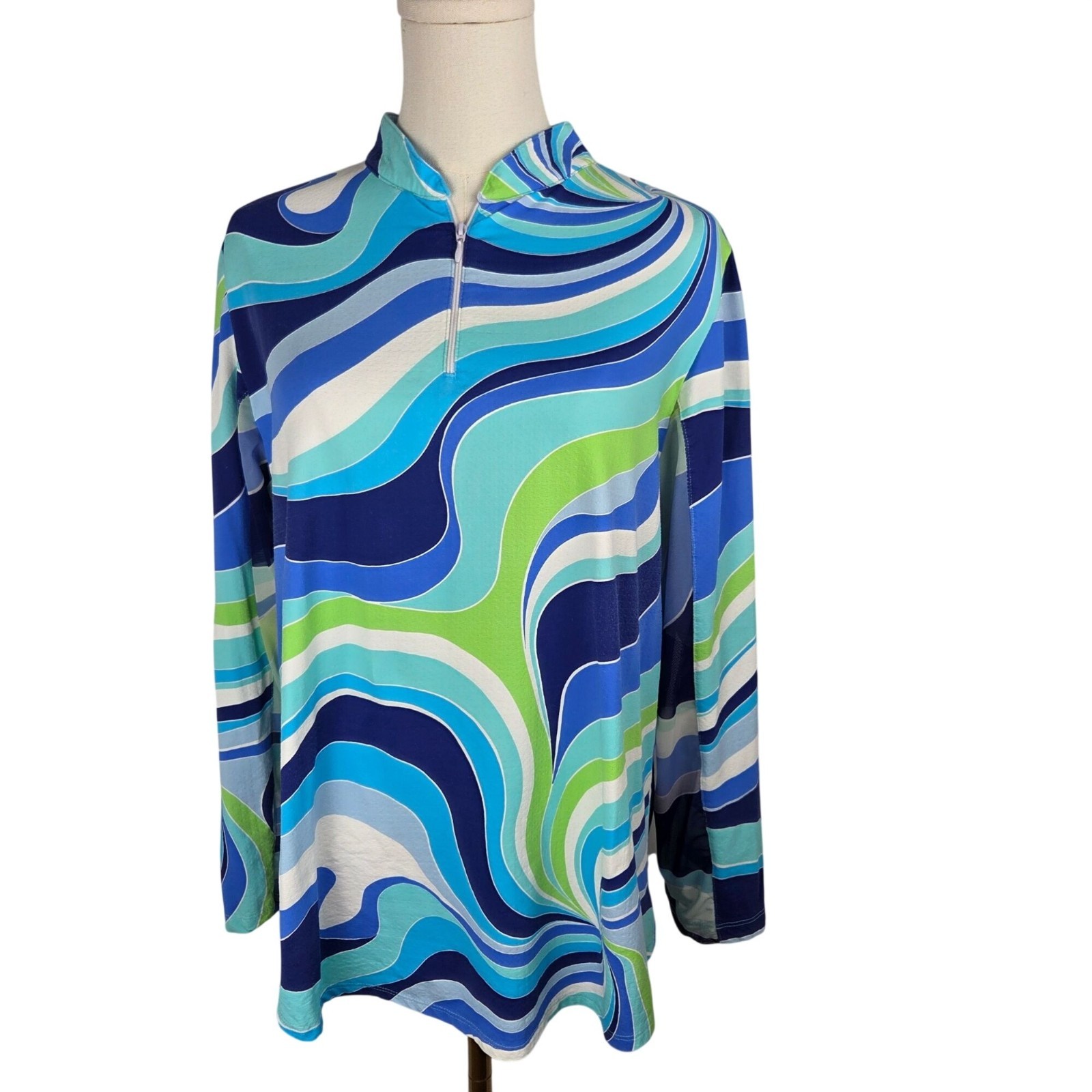 Famazee By Donati Vittorio 1/4 Zip Shirt Size XL UV50 Quick Dry Long Sleeve Blue gallery