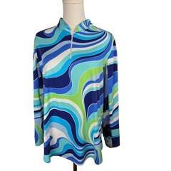 Famazee By Donati Vittorio 1/4 Zip Shirt Size XL UV50 Quick Dry Long Sleeve Blue