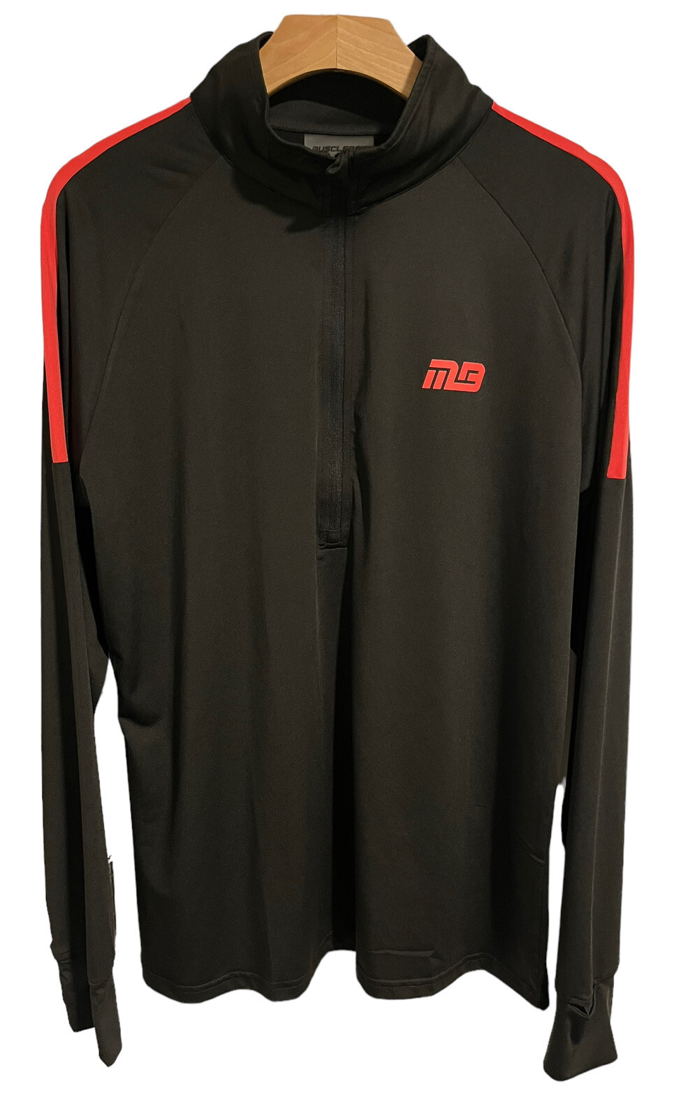 MuscleBox Jacket Shirt Quarter Zip Pull Over Black Long Sleeve Activewear Size S gallery