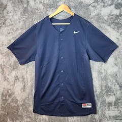 Nike Team Navy Blue Button Up Baseball Jersey Mens XL Athletic Dri-Fit Style EUC