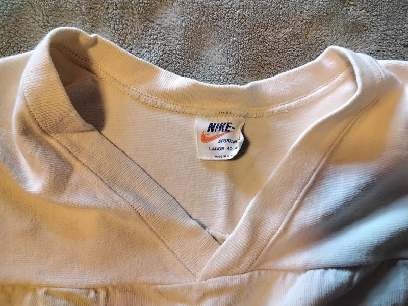 Vintage NIKE Block Letter Logo Jersey Shirt in Men's Large 1978-1983 Era gallery