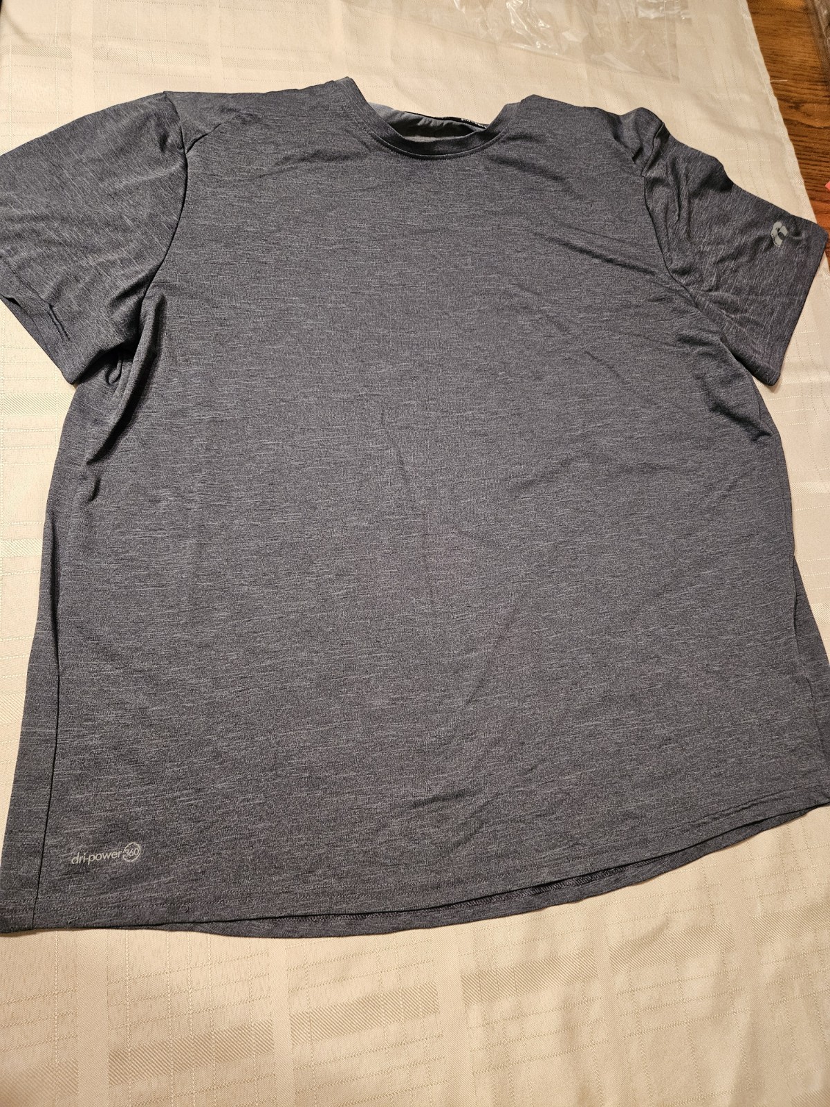 Russell Dri-Power 360 Men's XL Gray Polyester Breathable Crew Neck Logo T-Shirt gallery