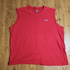 FILA Men’s L Red Crew Neck Sleeveless Tank Top Logo Accent