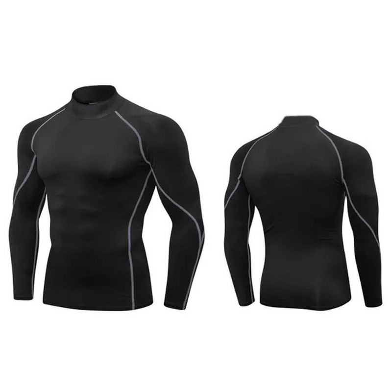 Men High-necked Sports Long Sleeves T-shirts Fitness Running Tights Cycling Top gallery