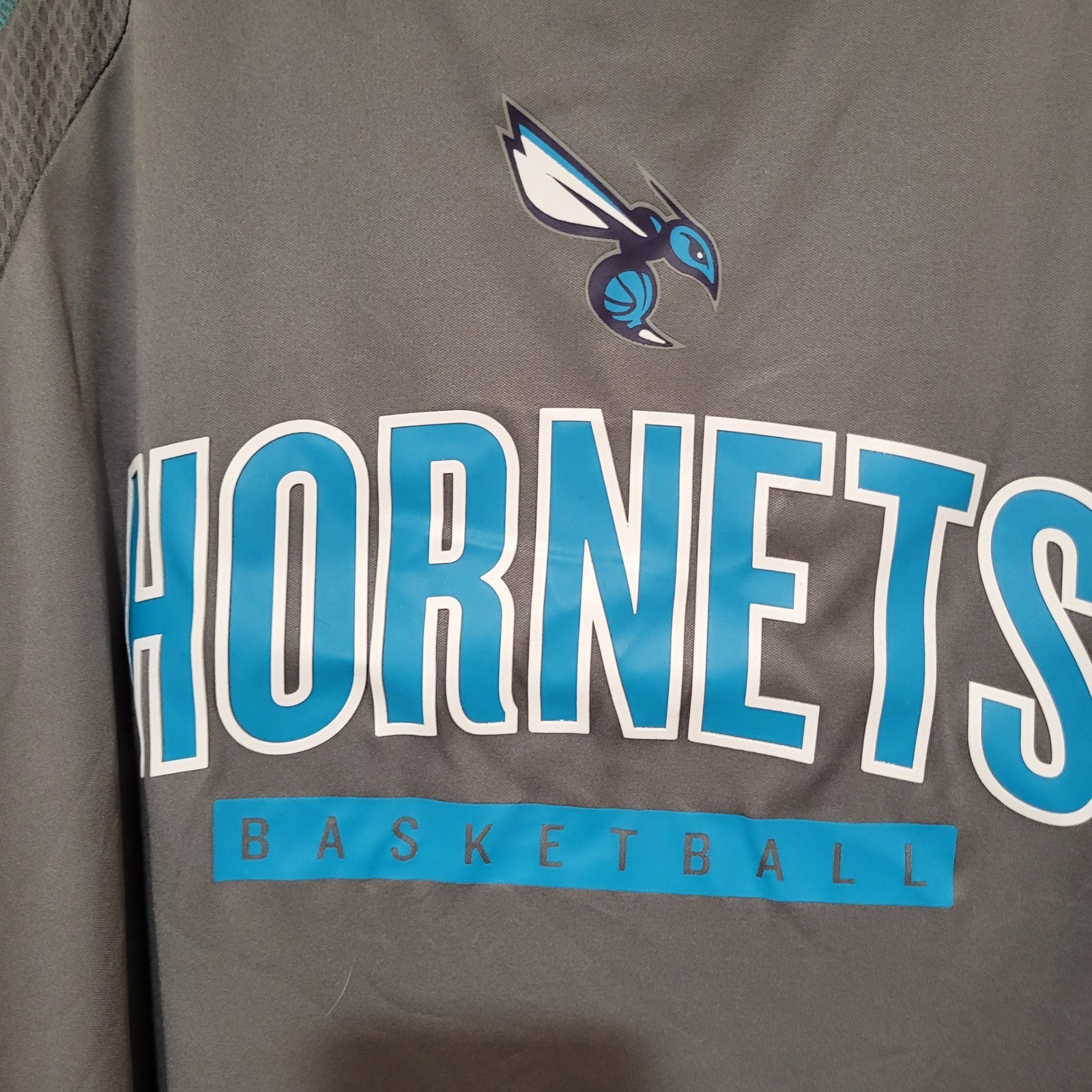 NBA Charlotte Hornets Basketball Long Sleeve Shirt Mens 2XL Gray Blue New Drifit gallery