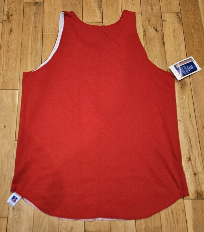 Vtg RUSSELL ATHLETIC Spellout Reversible Tank Top Sports Mens XL Deadstock NOS gallery