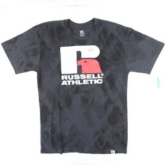 RUSSELL ATHLETIC DYED BLACK GRAY MEDIUM FITNESS TEE TSHIRT MENS DEFECT