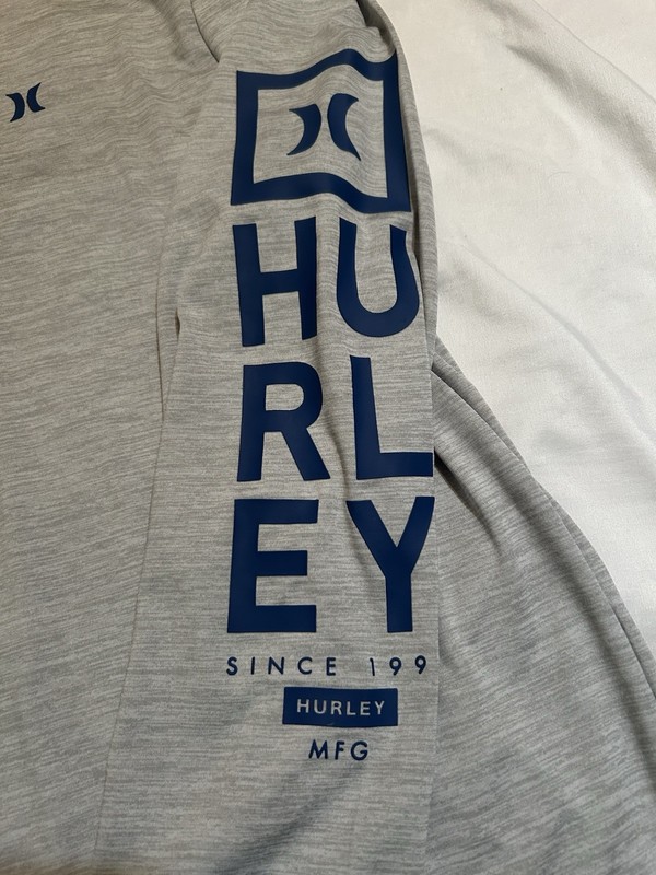 Hurley Performance UV Shirt Long Sleeve Large Silver Fishing Surf Sun Protection gallery