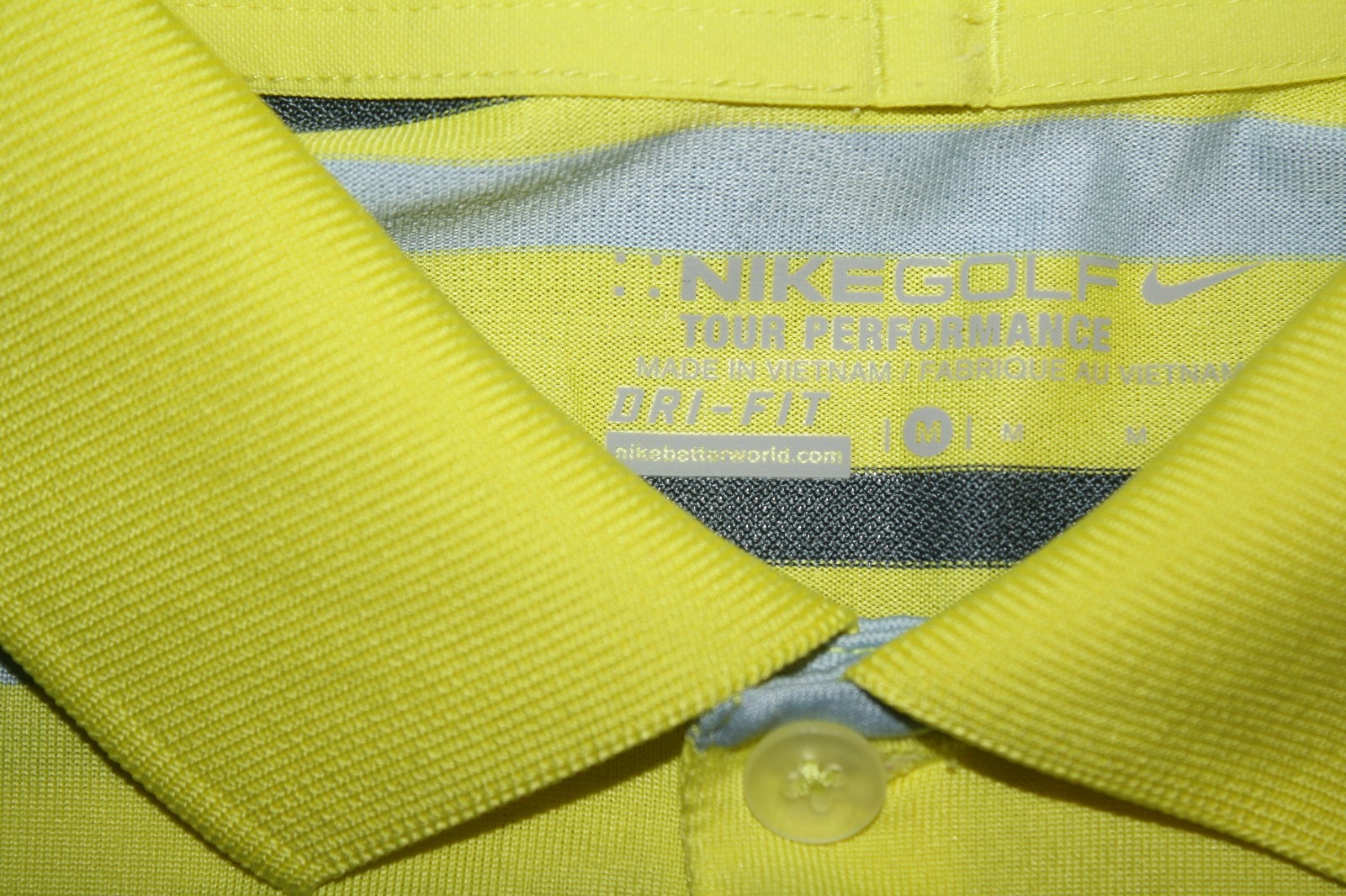Men's Nike Golf Tour Performance S/S Polo - M - Yellow W / Stripes - NICE gallery