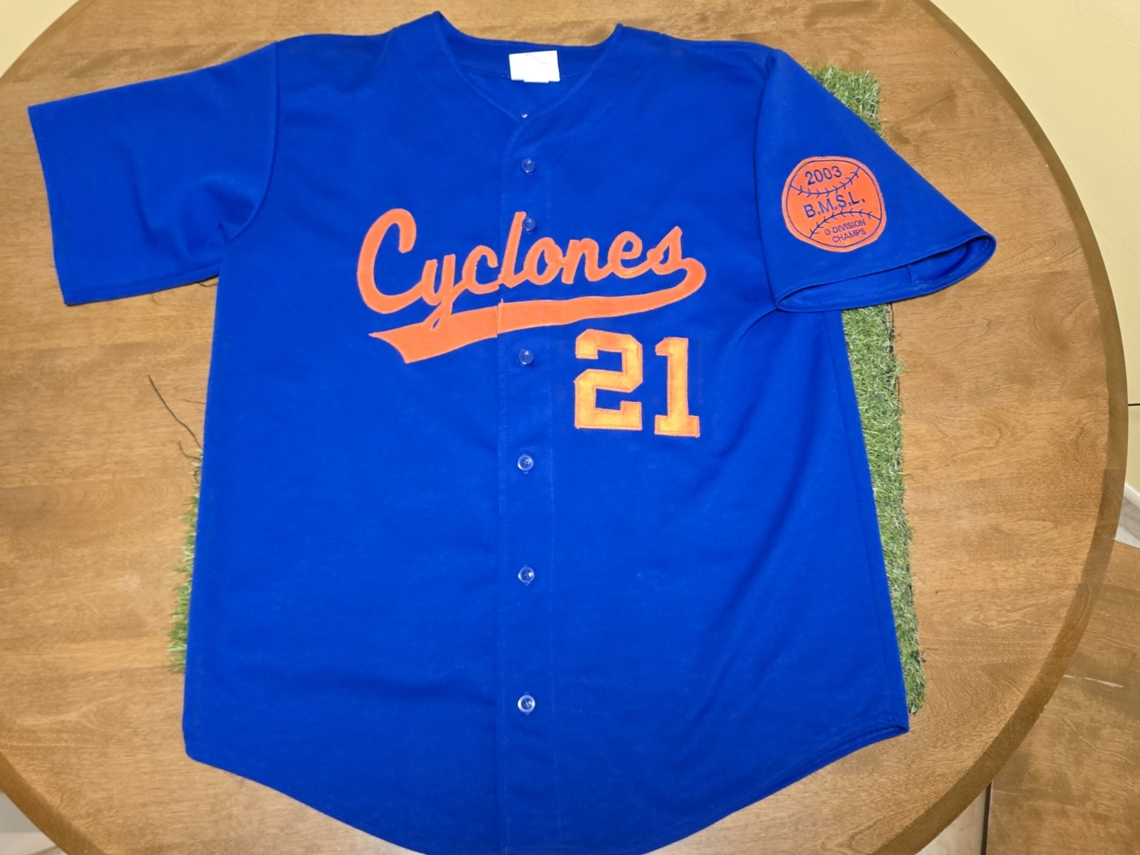 Teamwork Athletic Apparel Cyclones Blue XL Baseball Jersey #21 Santos '03 Champs gallery