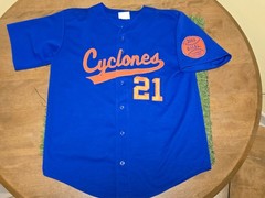 Teamwork Athletic Apparel Cyclones Blue XL Baseball Jersey #21 Santos ’03 Champs
