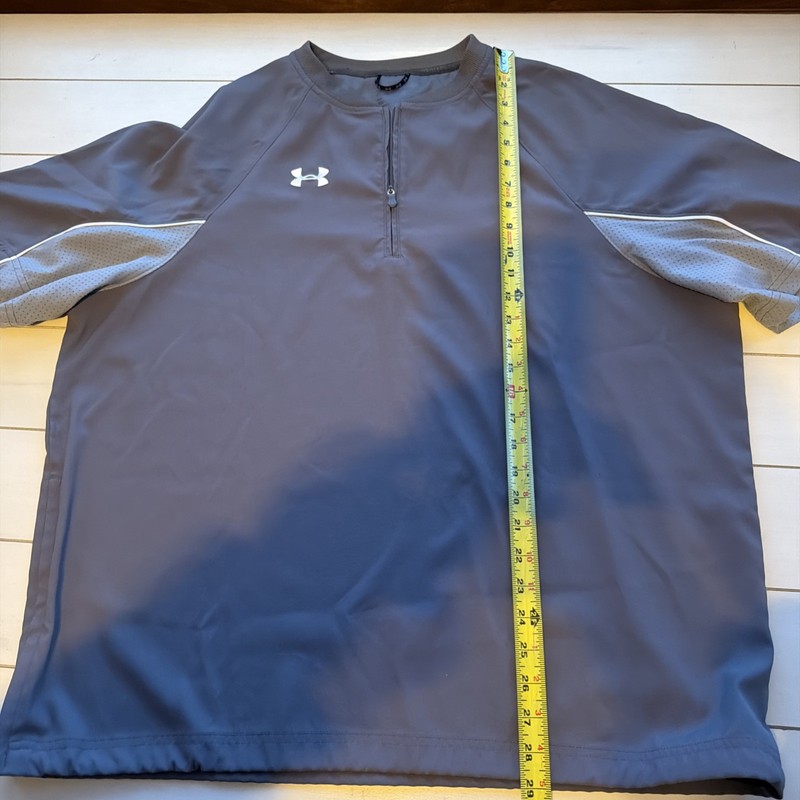 Under Armour Warm-up Pullover Jersey Shirt, Men MED, Gray Vented Zip Bungee gallery