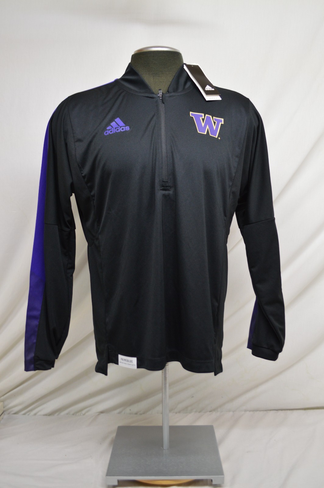 NEW Men's Adidas Primeblue Washington Huskies 1/4-Zip Pullover Black Size SMALL gallery