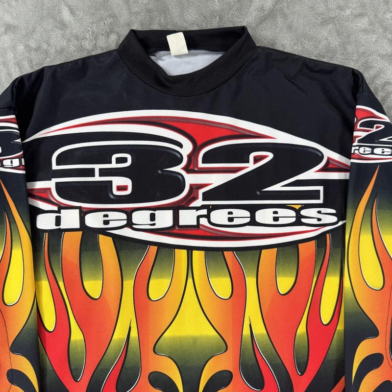 32 Degrees Shirt Mens Large Multicolor Flame Graphic Long Sleeve Racing Jersey gallery