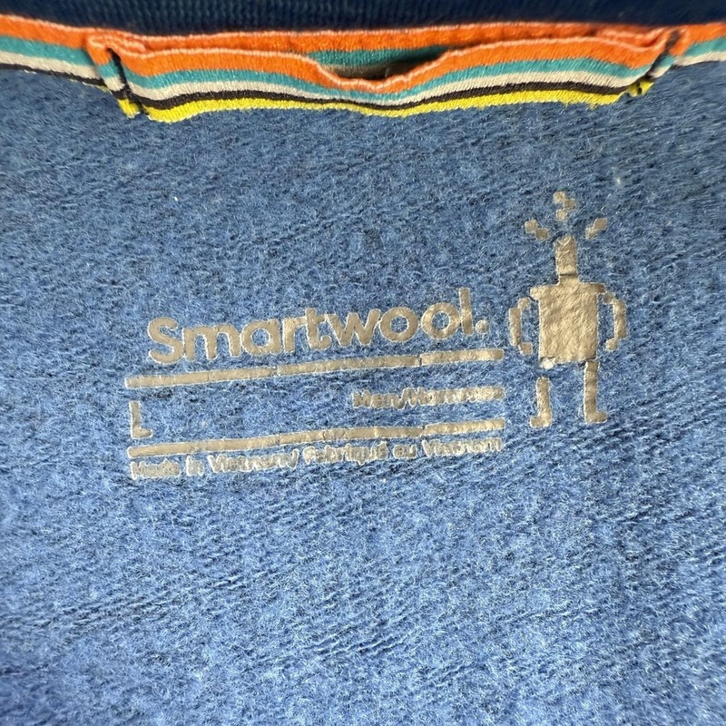 Smartwool Pullover Men Large Blue 1/4 Zip Fleece Chest Pocket Hiking Top Utility gallery