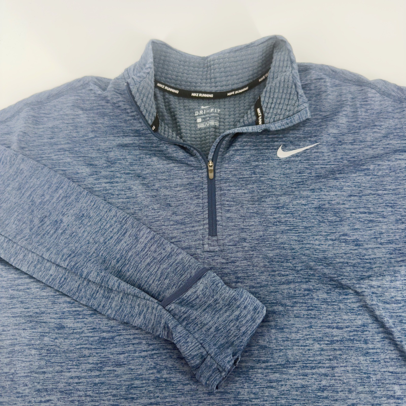 Nike Running Dri-FIT Blue Heathered Quarter Zip Pullover Mens Large L Top gallery