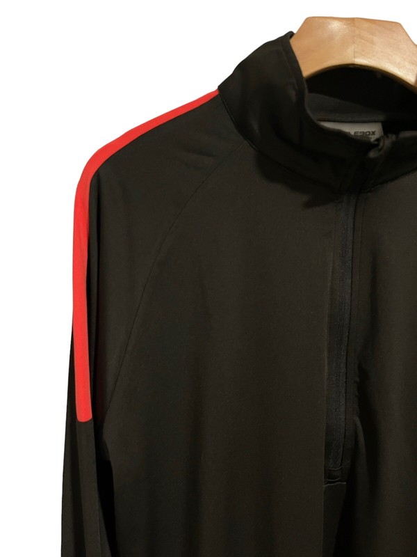 MuscleBox Jacket Shirt Quarter Zip Pull Over Black Long Sleeve Activewear Size S gallery