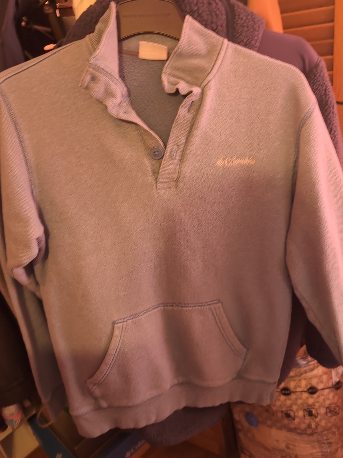 Columbia Men's Medium 3 Button Front Longsleeve Pullover Activewear Sweater Blue gallery