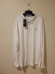NWT Under Armour Shirt Long Sleeve 2.0 Playoff Polo Top White Size 3XL Athletic