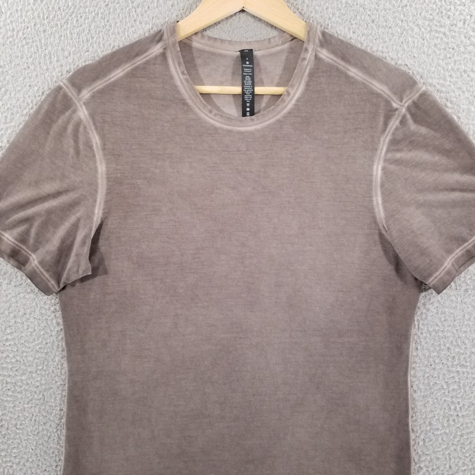 Lululemon 5 Year Basic Tee Shirt Mens Small Grey Sun Wash Pima Cotton Acid Dye gallery