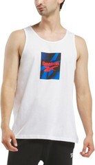 Reebok Men’s Regular Fit Sleeveless Graphic Tank Top Shirt, White, Size S