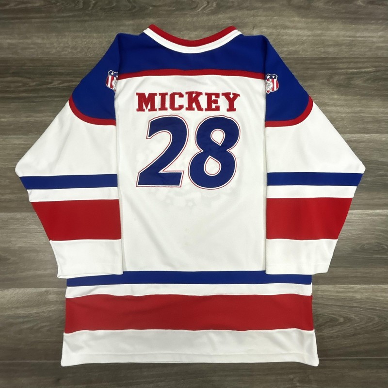 Vintage Disney Hockey Jersey Mens Large White Mickey Mouse All Stars Red 90s USA gallery