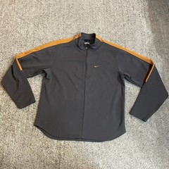 VTG Nike dri fit Men’s MEDIUM waffle knit 1/4 zip Sweater gray orange