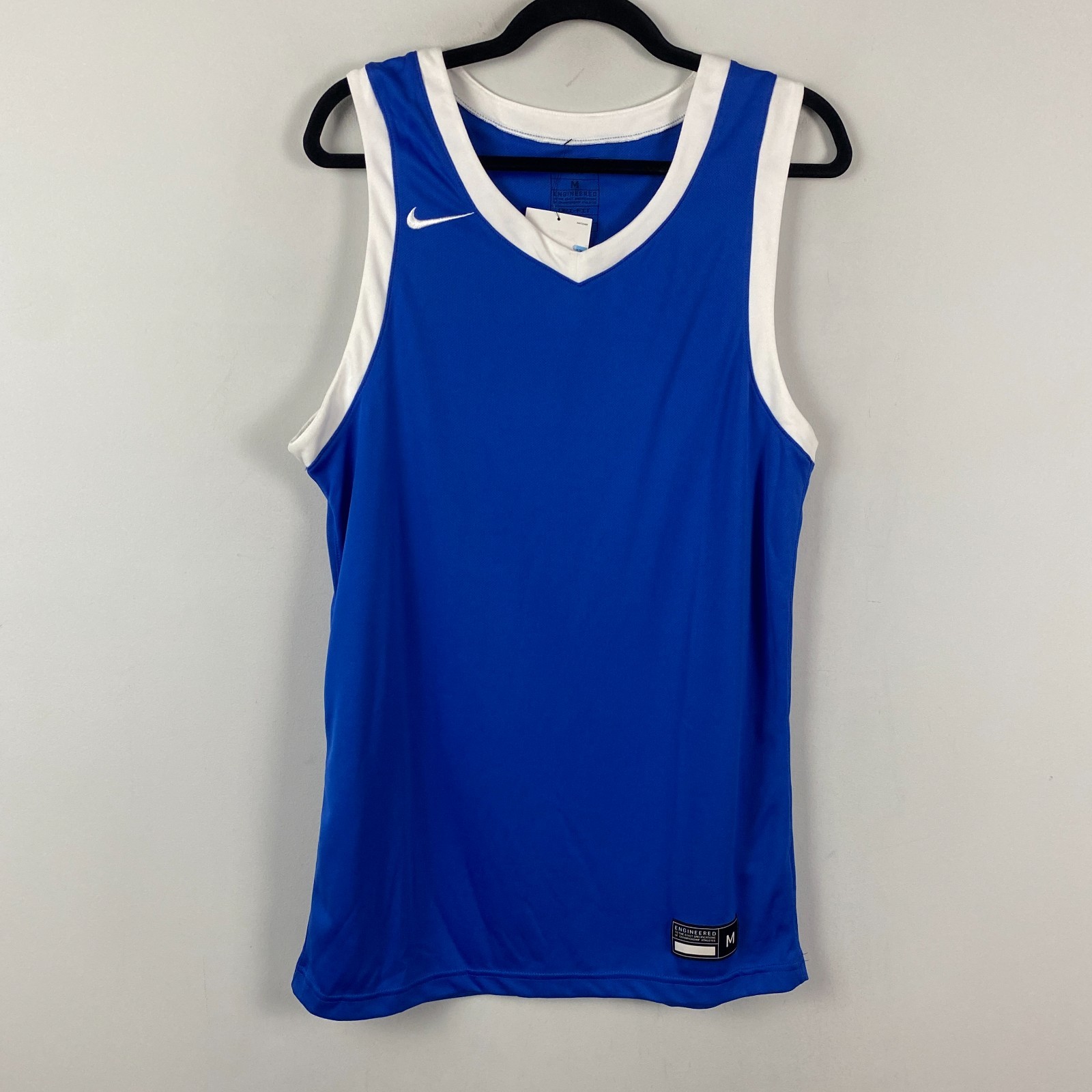 Nike Dri-Fit Cross Over Basketball Tank Top Jersey Size M Blue White New gallery
