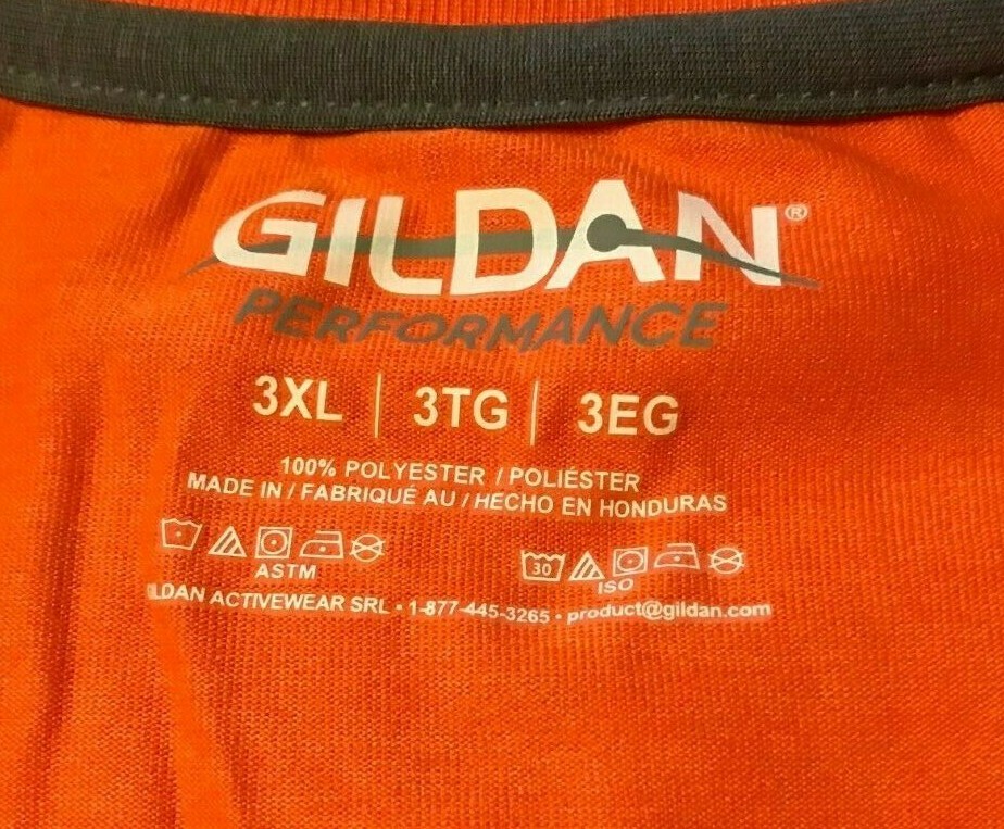 Men's Size 3XL Gildan Performance Tee-Shirt Orange Lightweight 100% Polyester gallery