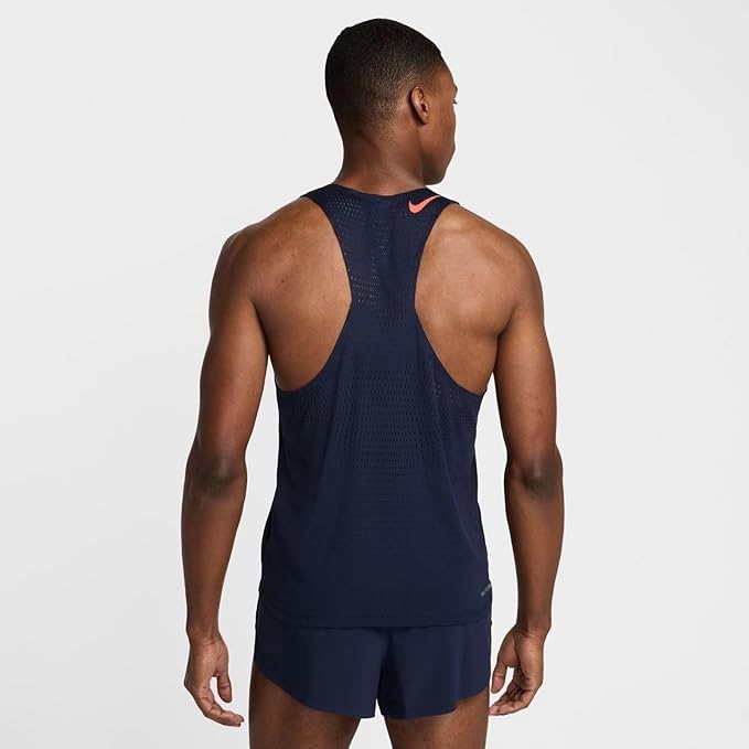 Sz M- Nike AeroSwift Men's Dri-FIT ADV Running Singlet, Obsidian/Bright Crimson. gallery